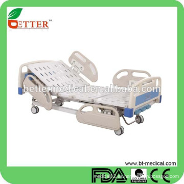 Cama de hospital manual de 3 funciones con el carril de los carriles laterales de los PP para la cama de hospital
